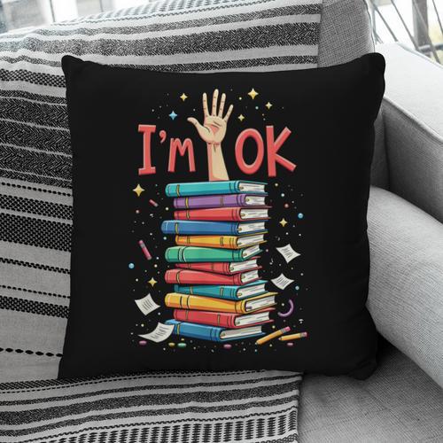 Reading Books Librarian Reader Nerd I'm Ok School Teacher Pillowcase - Bookorys