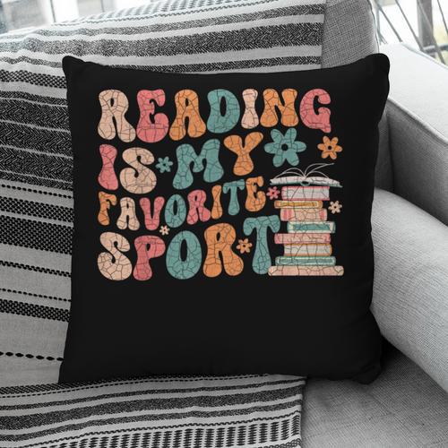 Reading Is My Favorite Sport Retro Groovy Book Lovers Pillowcase - Bookorys