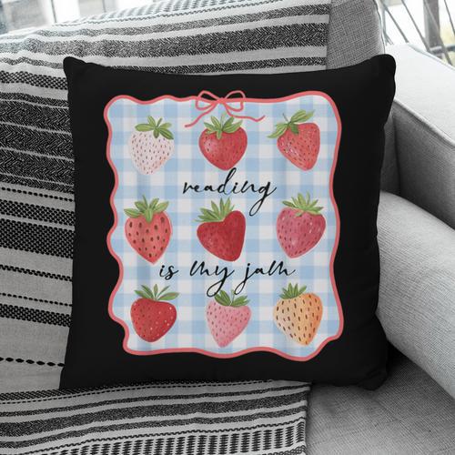 Reading Is My Jam Preppy Stawberry Bookworm Book Lover Nerd Pillowcase - Bookorys DE