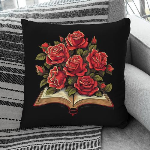 Red Roses Flowers Book Floral Pillowcase - Bookorys CA