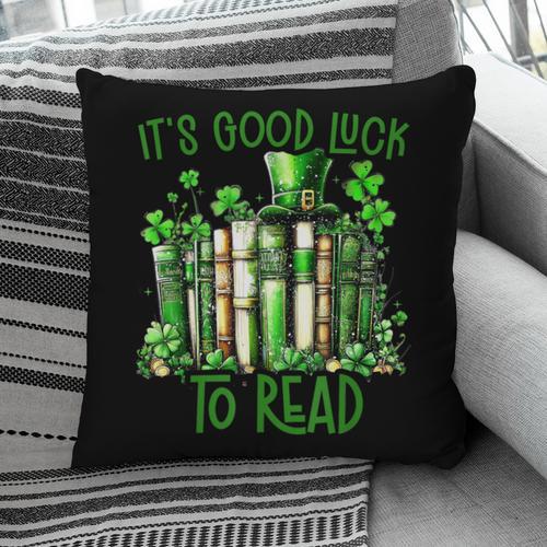 Retro Book Lucky Reading Teacher St Patrick's Day -Adults Small Cotton Blend Polyester Blend Short Sleeve Pillowcase - Bookorys DE