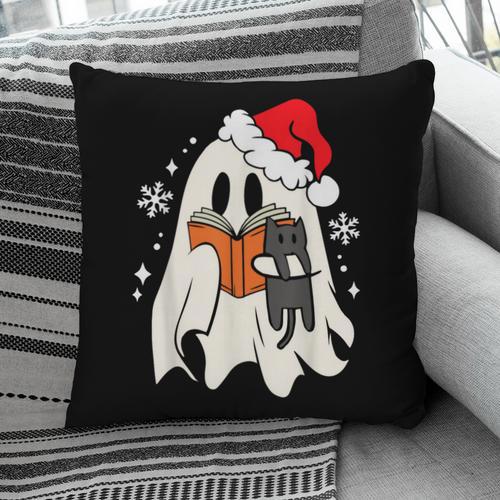 Retro Ghost Reading Book With Cat Bookish Club Christmas Men Women Kids Pillowcase - Bookorys DE