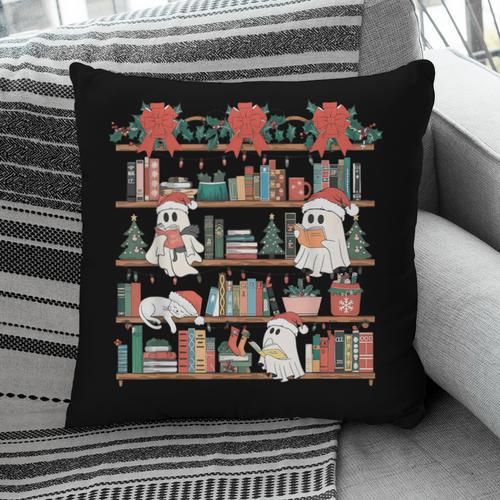 Retro Ghost Reading Book Teacher Librarian Bookish Christmas Pillowcase - Bookorys CA