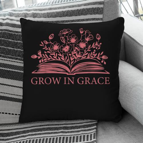 Retro Grow In Grace Wildflower Book Christian Bible Verse Pillowcase - Bookorys DE
