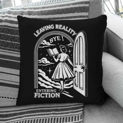 Retro Trendy Bookish Book Lover Reading Quotes Leaving Reality Entering Fiction -Adults Small Short Sleeve T-Shirt Pillowcase - Bookorys