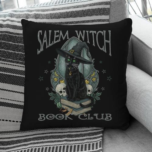 Salem Witch Book Club Cat Reading Witchy Halloween Men Pillowcase - Bookorys