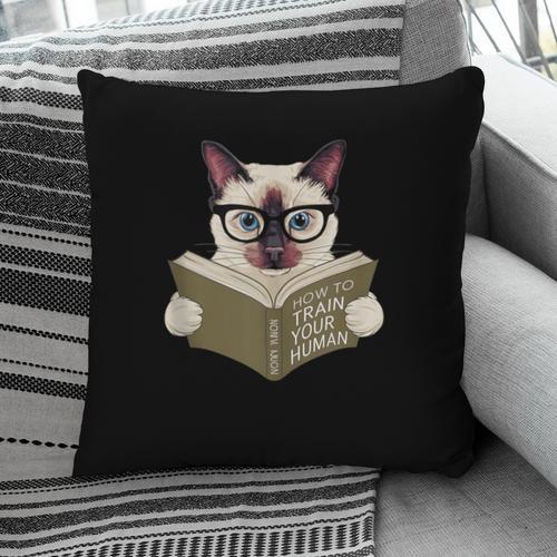 Siamese Cat Reading Book How To Train Your Human Humorous Pillowcase - Bookorys