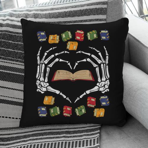Skeleton Heart Read Reading Book Librarian Halloween Women Pillowcase - Bookorys
