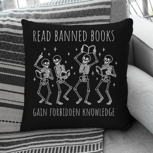 Skeleton Read Banned Books Gain Forbidden Knowledge Pillowcase - Bookorys UK