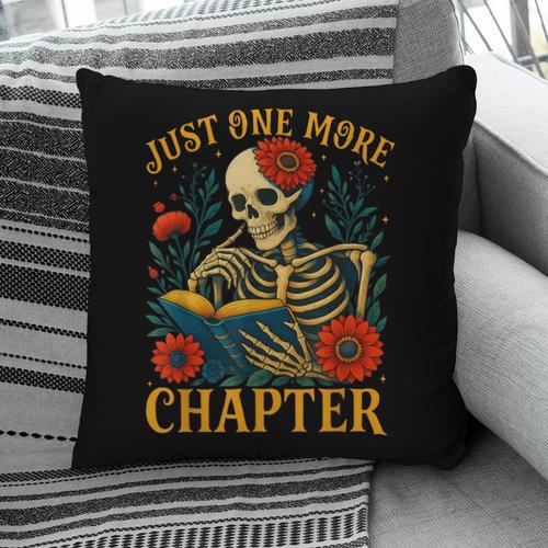 Skeleton Read Book Just One More Chapter Floral Book Lover Pillowcase - Bookorys
