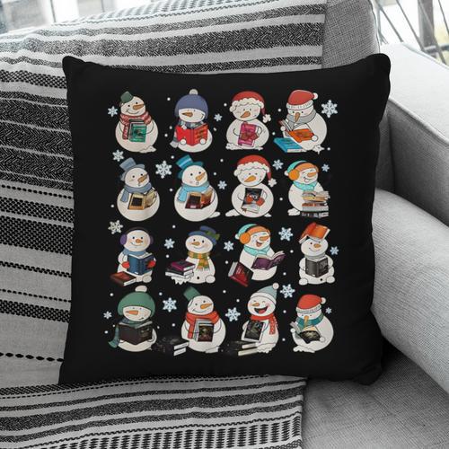 Snowman Reading Book Christmas Cozy Book Lover Bookish Pillowcase - Bookorys
