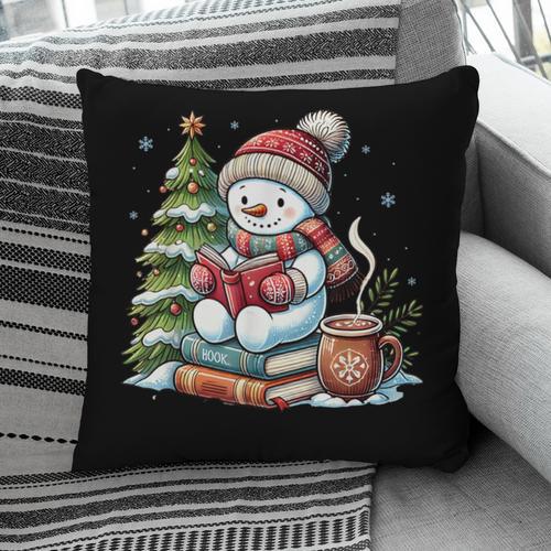 Snowman Reading Book Lovers Christmas Librarian Bookworm Pillowcase - Bookorys