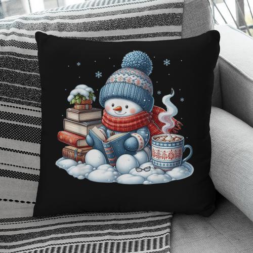 Snowman Reading Books Lovers Librarian Bookworm Christmas Pillowcase - Bookorys
