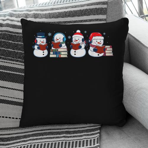 Snowman Reading Books Teacher Librarian Bookworm Christmas Pillowcase - Bookorys