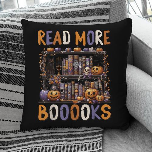 Spooky Halloween Bookshelf Bookcase Read More Books Pillowcase - Bookorys
