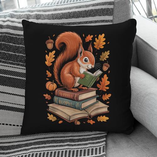 Squirrel Reading Book Lovers Fall Leaves Library Books Pillowcase - Bookorys