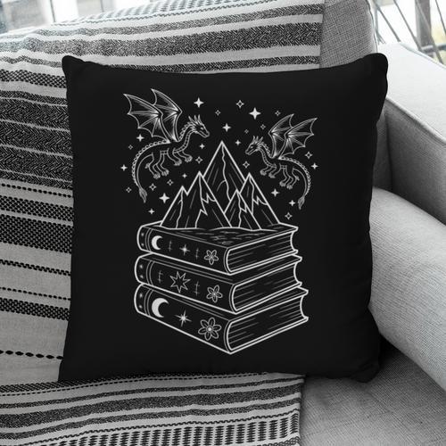 Stack Of Books And Dragons Bookworm Fantasy Books Lover Pillowcase - Bookorys