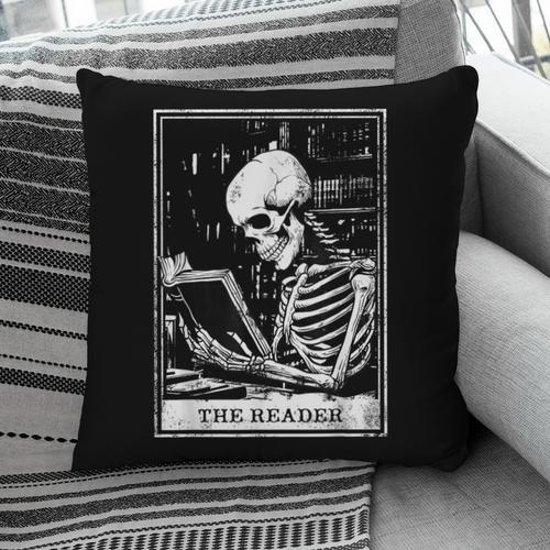 Tarot Card Shirt The Reader Tarot Skeleton Reading Book Pillowcase - Bookorys