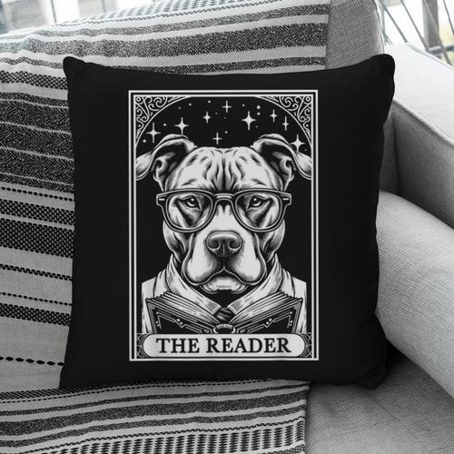 Tarot Card Vintage Pit Bull Pittie Dog Book Lover The Reader Pillowcase - Bookorys