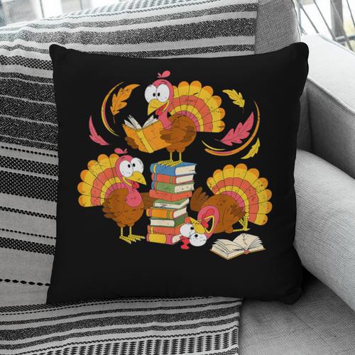 Turkey Reading Books Fall Thanksgiving Teacher Librarian Pillowcase - Bookorys DE