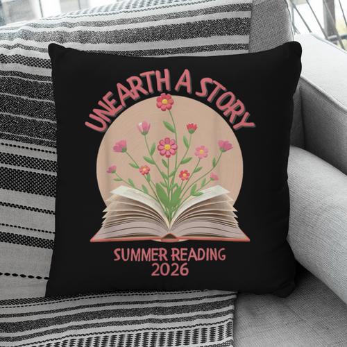 Unearth a Story 2026 Summer Reading Program Flowers Book Pillowcase - Bookorys