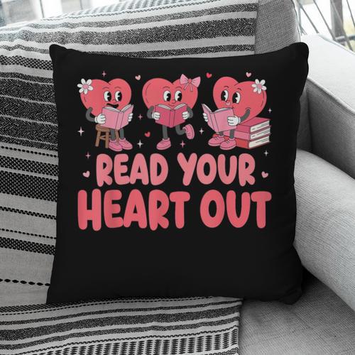 Valentine Day Book Read Your Heart Out Lovers Teacher Kids Pillowcase - Bookorys DE