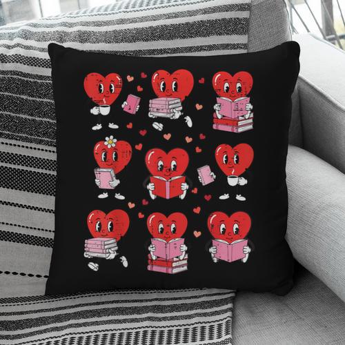 Valentines Day Librarian Heart Reading Book Women Men Kids Pillowcase - Bookorys AU