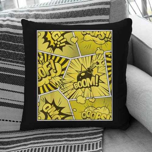 Varsity-Gold Yellow Comic Book University Varsity-Gold Pillowcase - Bookorys DE