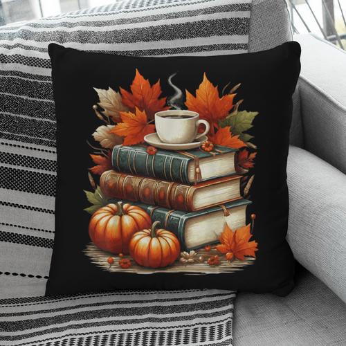 Vintage Autumn Books Coffee Pumpkin Fall Reading Pillowcase - Bookorys