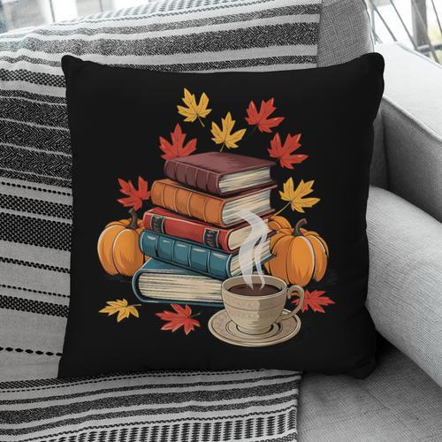 Vintage Books Tea Lovers Fall Autumn Leaves And Pumpkins Pillowcase - Bookorys