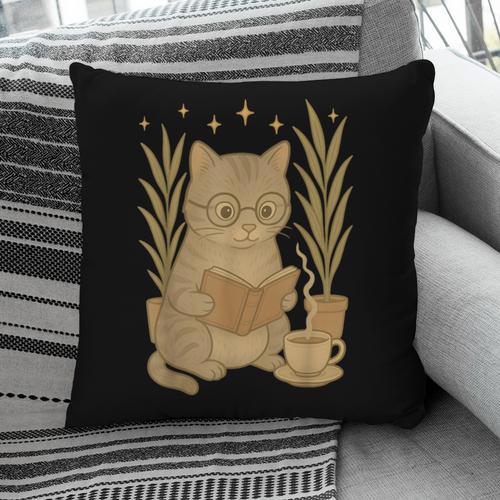 Vintage Cat Reading Book Lover Retro Kitten Cottagecore Pillowcase - Bookorys DE