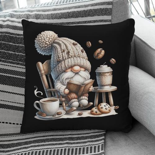 Vintage Cute Gnome Reading Book Coffee Cute Gnome Graphic Pillowcase - Bookorys CA