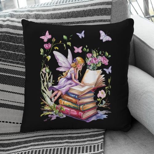 Watercolor Butterfly Fairy Read Book Library Fantasy Novel Pillowcase - Bookorys CA