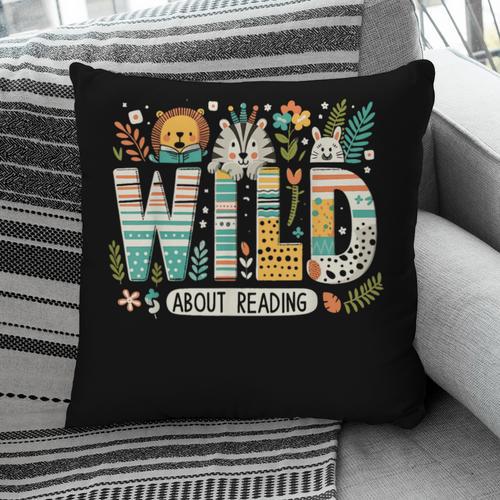 Wild About Reading Bookworm Book Reader Zoo Animals Pillowcase - Bookorys