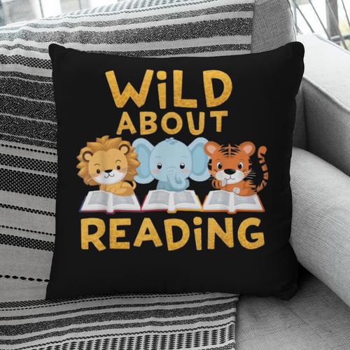 Wild About Reading Cute Animal Book Lover Kids Pillowcase - Bookorys