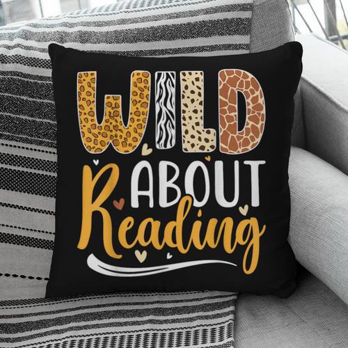 Wild About Reading Lover Bookworm Library Teacher Zoo Animal Pillowcase - Bookorys DE