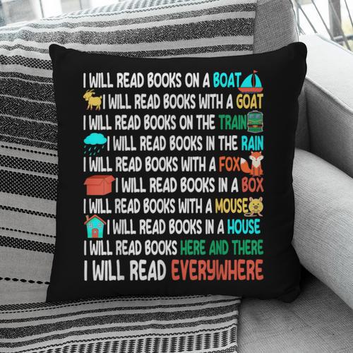 I Will Read Books On A Boat & Everywhere Reading Book Pillowcase - Bookorys