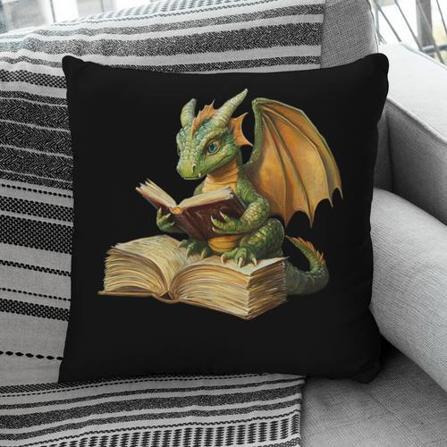 Women's Dragon Bookworm Reading Book Graphic Pillowcase - Bookorys DE