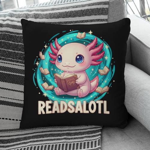 Women's Readsolotl Kawaii Axolotl Reading Book Lover Pillowcase - Bookorys