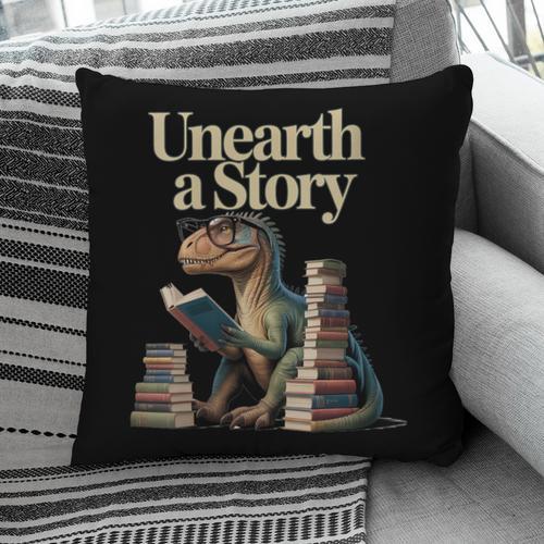 Women's Unearth A Story Dinosaur Reading a Library Book Pillowcase - Bookorys