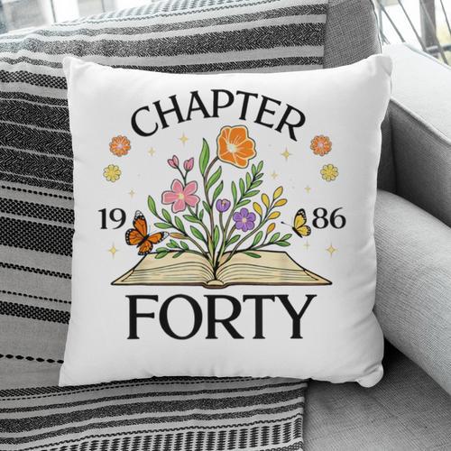 1986 Chapter Forty 40th Birthday Wildflower Book Pillowcase - Bookorys