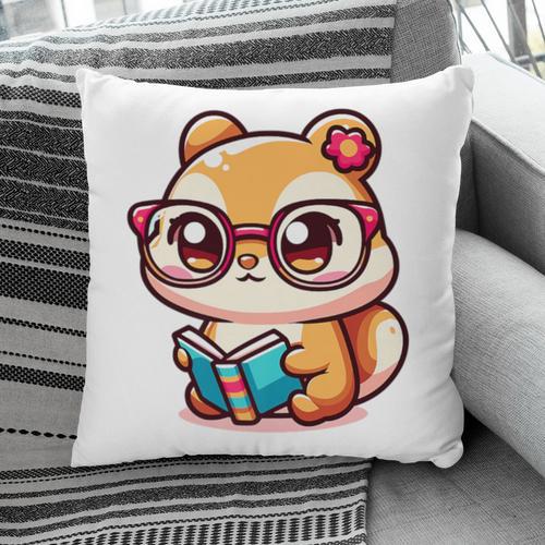 Adorable Book Lover Chipmunk With Reading Glasses Cute Premium Pillowcase - Bookorys