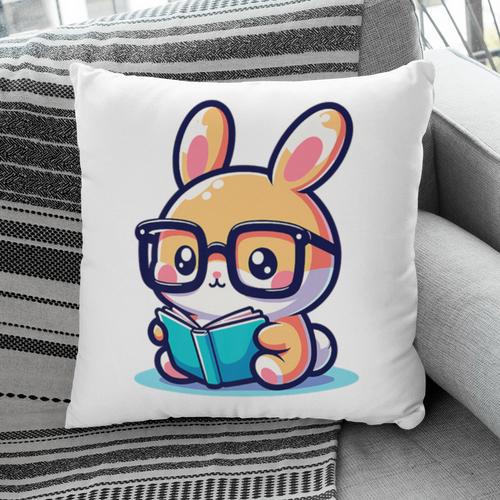 Adorable Book Lover Rabbit With Reading Glasses Cute Premium Pillowcase - Bookorys DE