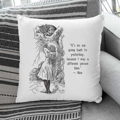 Alice Adventures Wonderland Vintage Book Quote Lewis Carrol Pillowcase - Bookorys