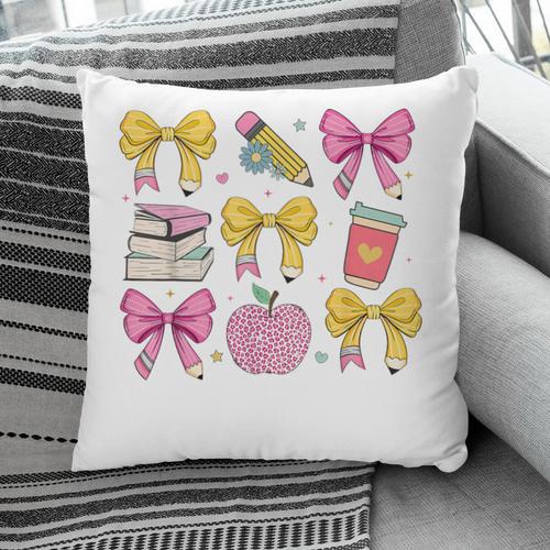 Apple Coquette Bow Books First Day Of School Back To School Pillowcase - Bookorys CA