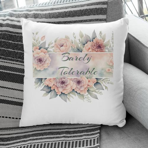 Barely Tolerable Book Floral Bookworm Lover Bookish Premium Pillowcase - Bookorys