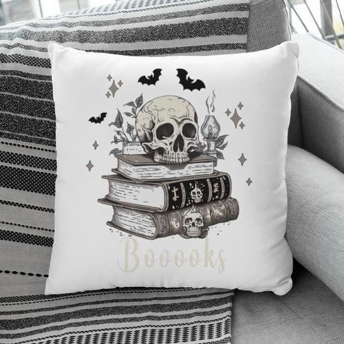 Boo Skeleton Skull Books Halloween Women School Teacher Kid Premium Pillowcase - Bookorys