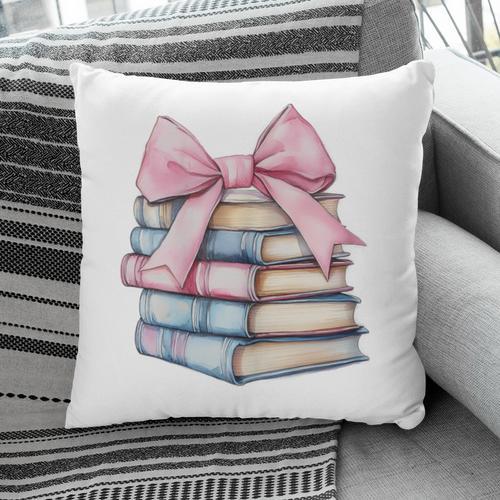 Book Lover Coquette Bow Pink Dainty Ribbon Cute Bookworm Pillowcase - Bookorys