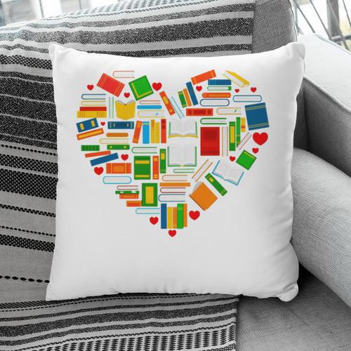 Book Lover Librarian Books Heart Valentine Pillowcase - Bookorys DE
