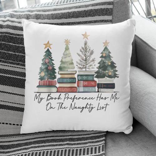 My Book Preference Has Me On The Naughty List Christmas Tree Pillowcase - Bookorys